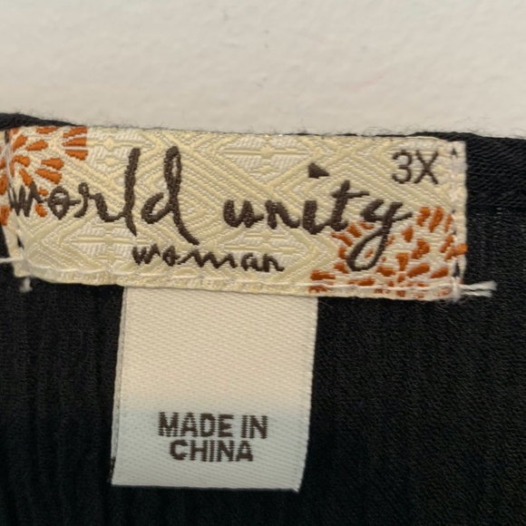 WORLD UNITY BLACK CAP SLEEVE TOP SIZE 3X - Picture 3 of 6